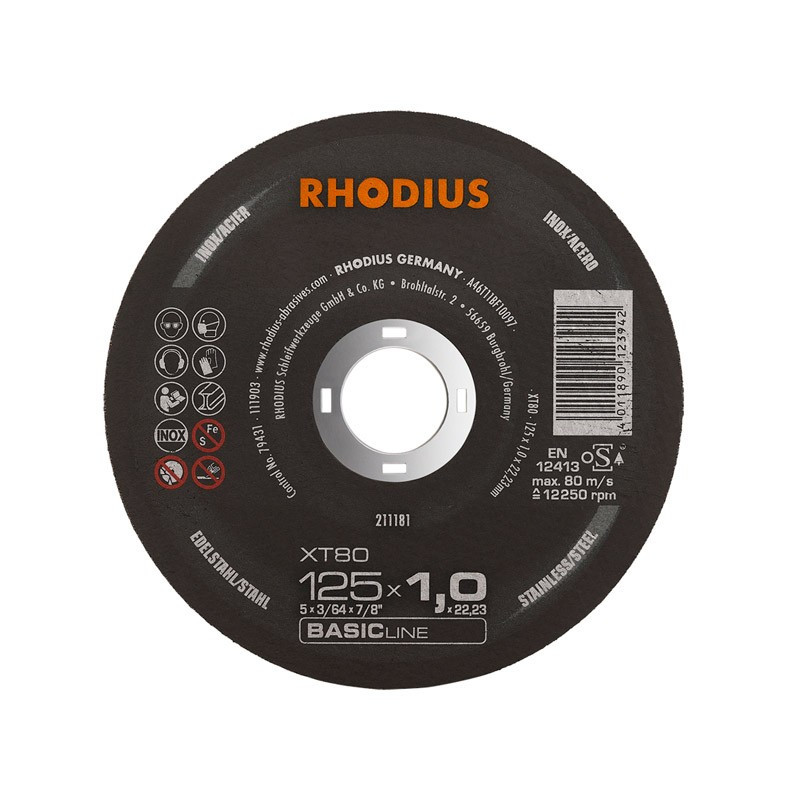 Rhodius 125x1x22,2 mm skæreskive XT80 (rustfri) 