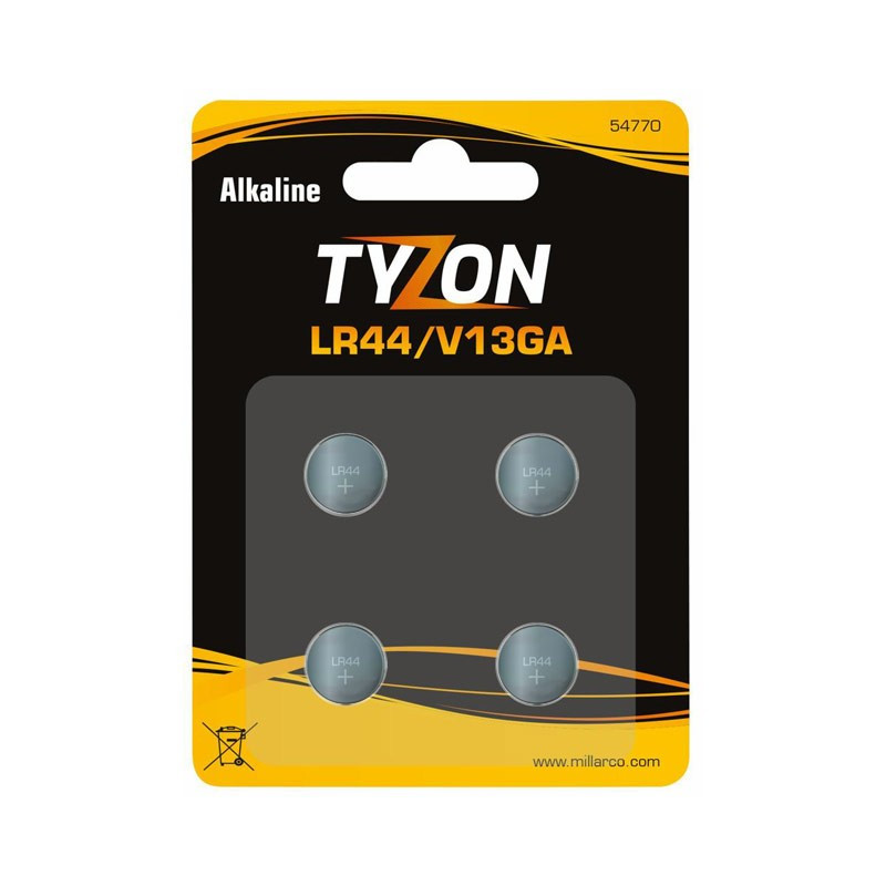 4 stk. LR44 Alkaline batterier Tyzon