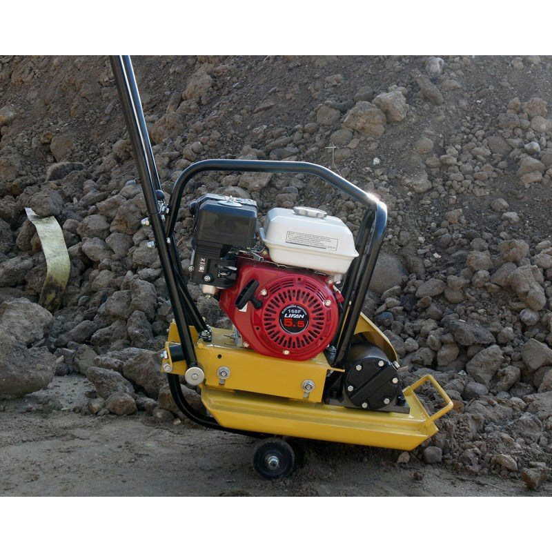 Pladevibrator 62 kg m/Lifan motor, gummiplade og kørehjul