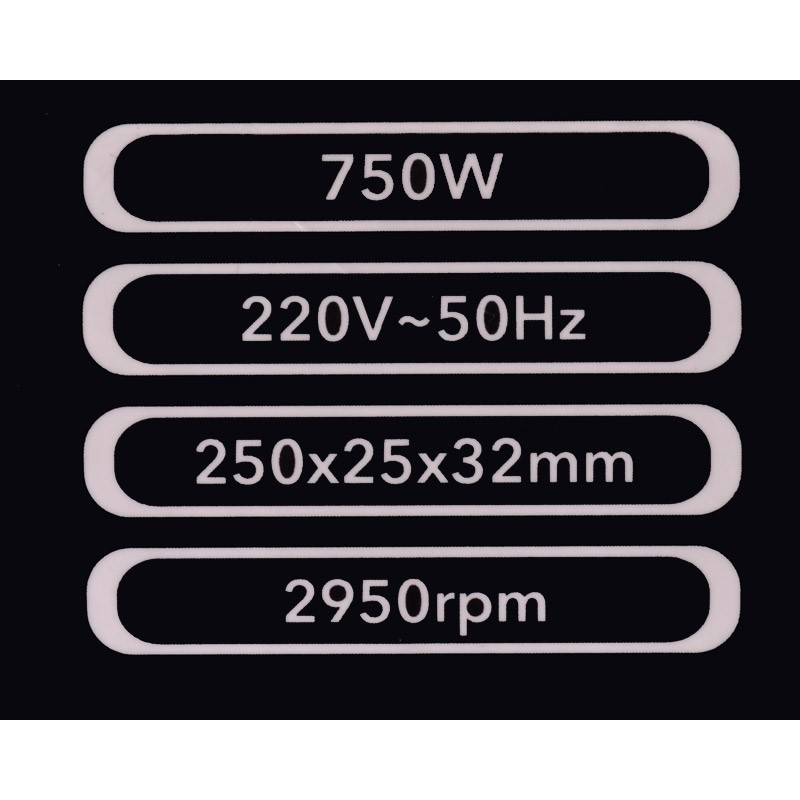 Bænksliber med 250 x 25 mm sten og 750 watt motor
