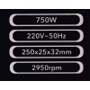 Bænksliber med 250 x 25 mm sten og 750 watt motor
