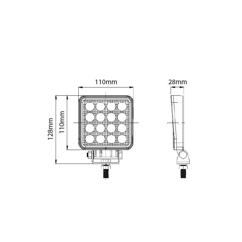 LED Arbejdslampe 32 watt - måltegning