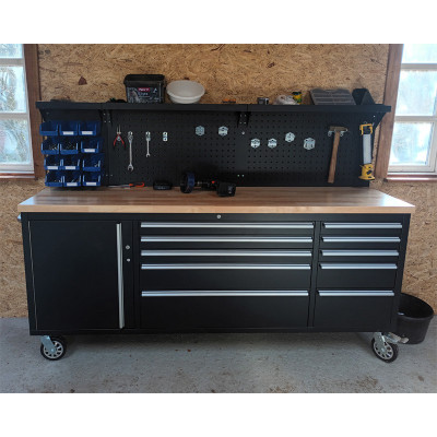 Værkstedsvogn + arbejdsbord 215 cm