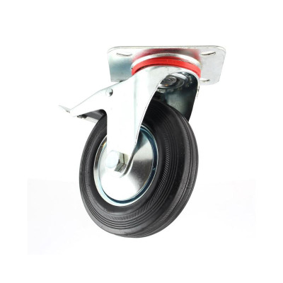 Transporthjul ø160 mm hård gummi med lås og drejefod