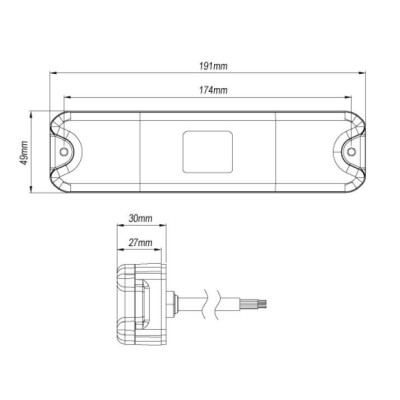 Lang Baglygte med 4 funktioner - 191 x 50 mm - 12/24 volt