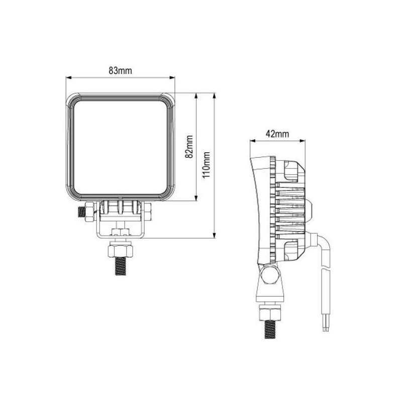 LED Arbejdslampe 16 watt - med on/off kontakt