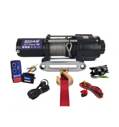 Trækspil 12 volt - 2495 kg - syntetisk reb og trådløs fjernbetjening