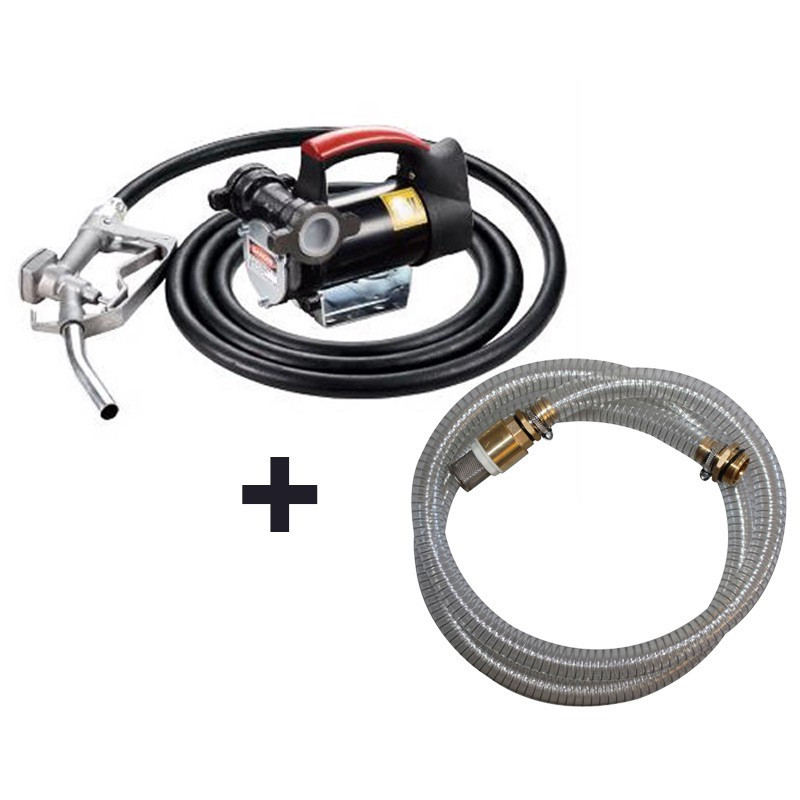 Dieselpumpe - 24 volt - med slange + håndtag