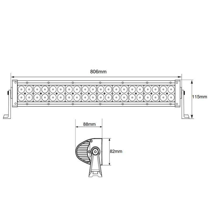 LED Lysbom - 180 watt - til fast montering - 12/24 volt