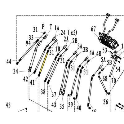 Slange til skovl cylinder - kort - til minigraver nr. 8008801