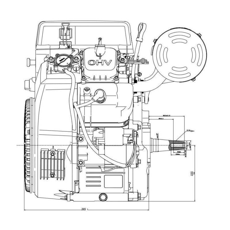 27 hk Loncin benzinmotor 2-cyl.