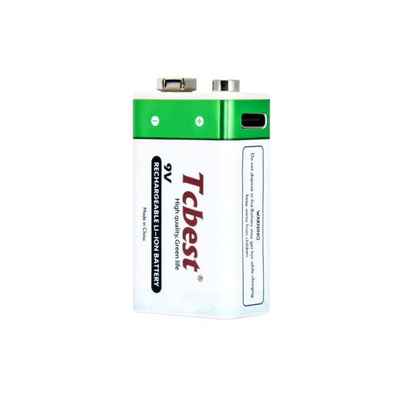Opladeligt 9 volt batteri - USB stik