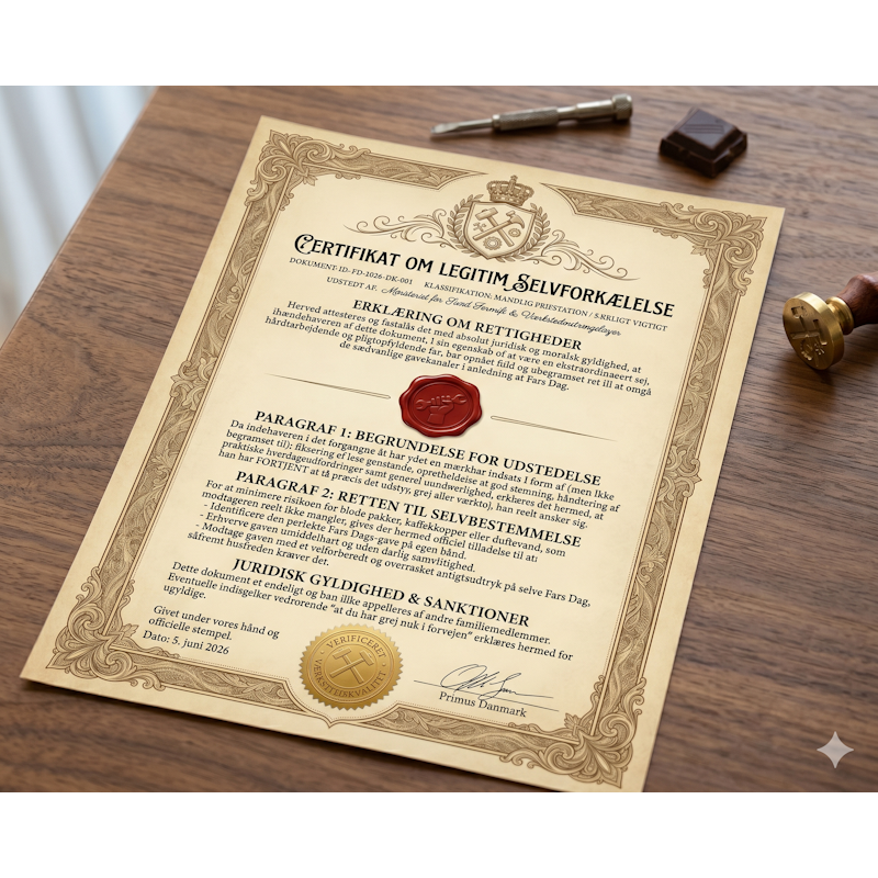 Download Certifikat og køb selv Fars Dag Gaven