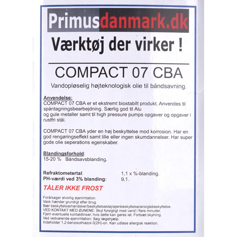 Skæreolie/Kølemiddel Compact 07 CBA 2,5 liter