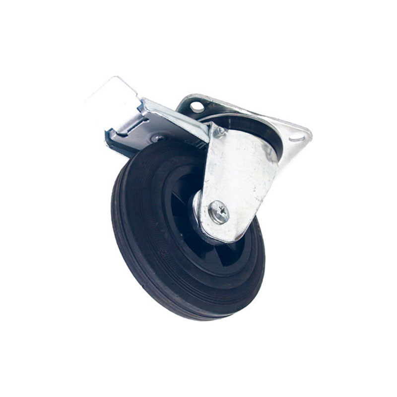Transporthjul ø160 mm - plastik - med drejefod + lås